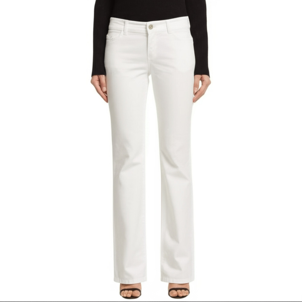 CHAPS Pants Womens Size 8P White Classic Fit Two Button Closure Effortless Chic